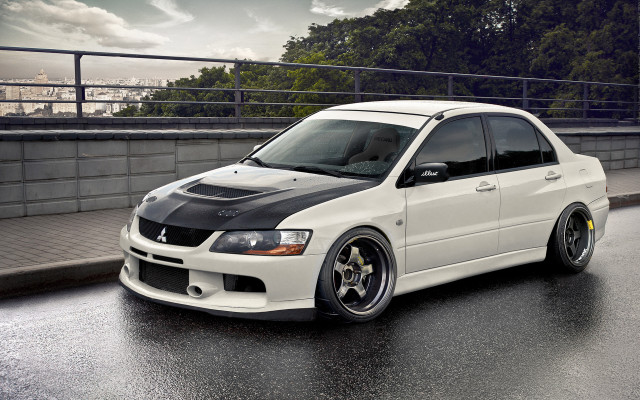 White car wet road bridge free wallpaper - medium preview image