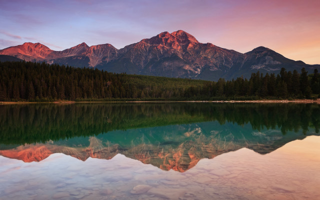 Mountain range reflection sunset pink #6 free wallpaper - medium preview image