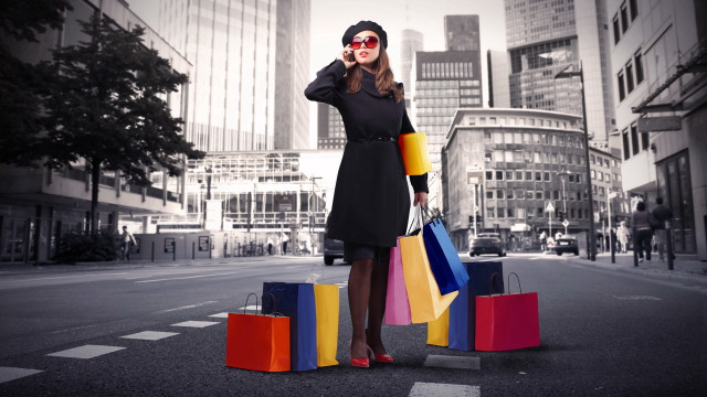 Woman black dress shopping bags free wallpaper - medium preview image