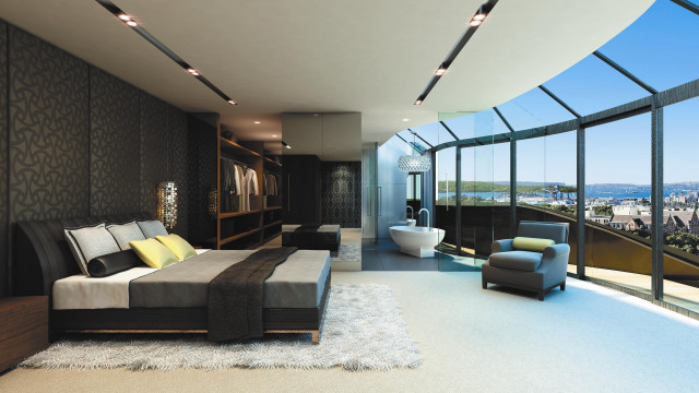 Bedroom city view enguerquarton light free wallpaper - medium preview image