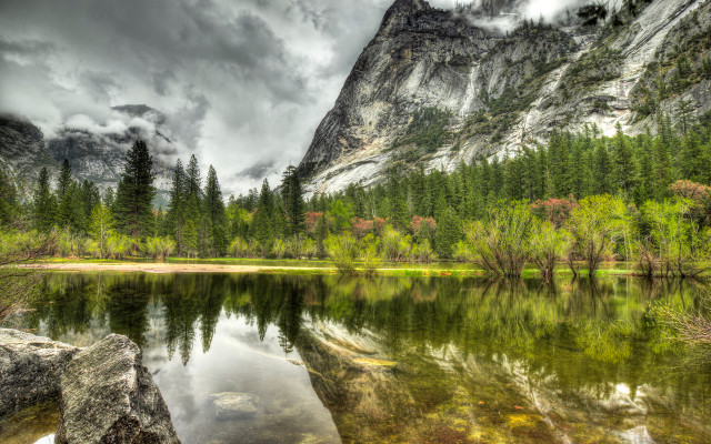 Mountain lake forest cloudy sky #9 free wallpaper - medium preview image