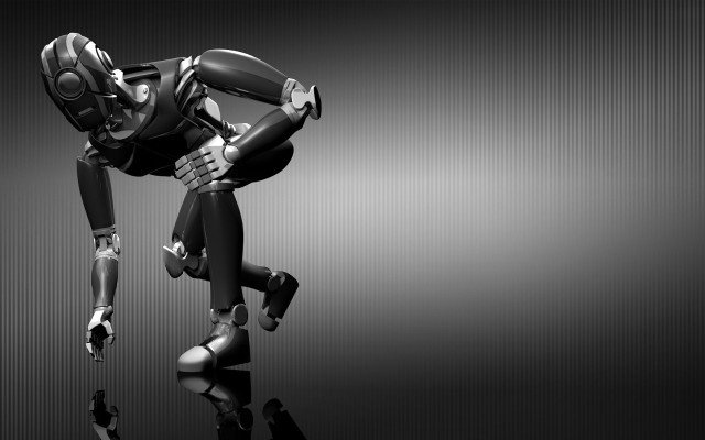 Robot airborne outstretched helmet joints free wallpaper - medium preview image