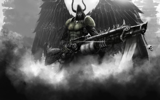 Demonic demon gun wings cloud free wallpaper - medium preview image