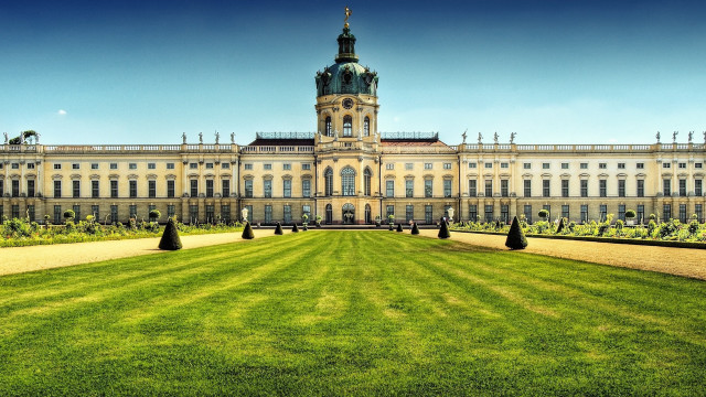 Large building clock tower park free wallpaper - medium preview image