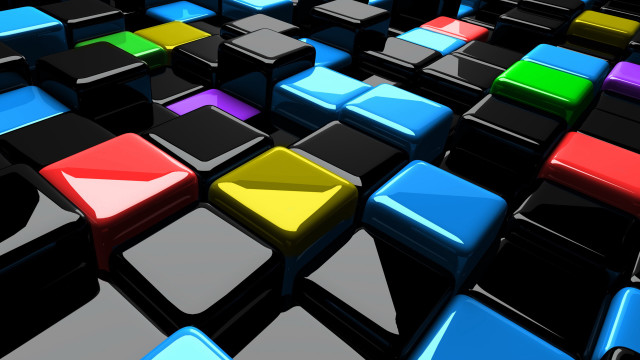 Colorful cubes yellow center black free wallpaper - medium preview image