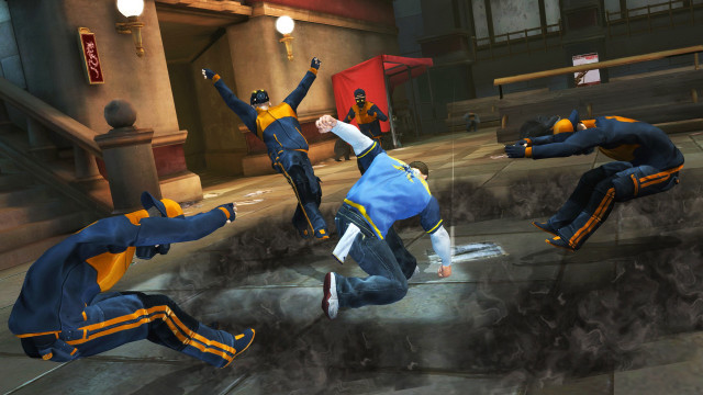 Street tricksmoke blueyellow action police free wallpaper - medium preview image
