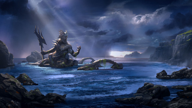 Giant ocean creature sunbeam dark free wallpaper - medium preview image