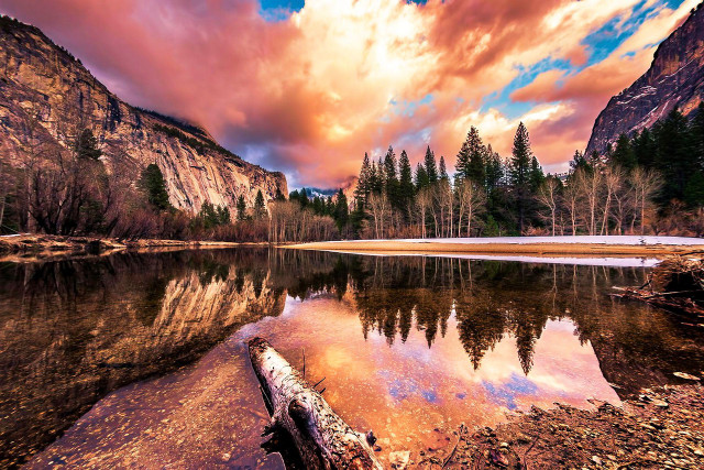 Lake mountains cloudy sky fallen free wallpaper - medium preview image