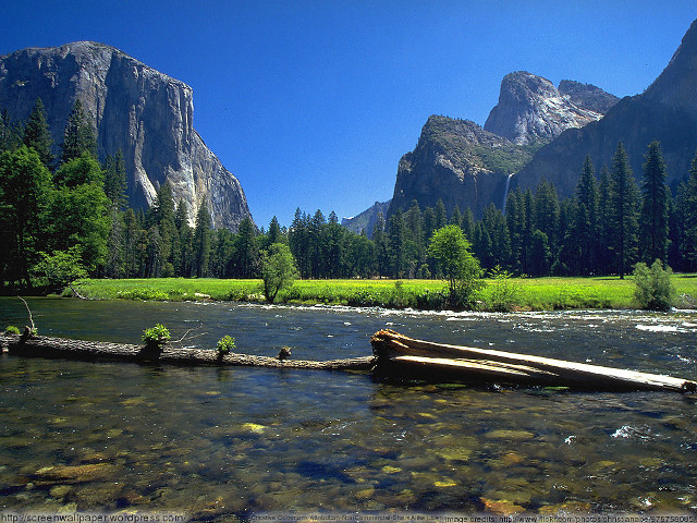River mountain nature shore waterfall free wallpaper - medium preview image