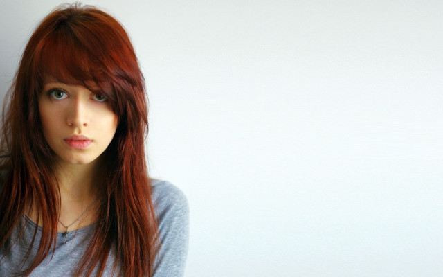 Red haired woman blue eyes #22 free wallpaper - medium preview image