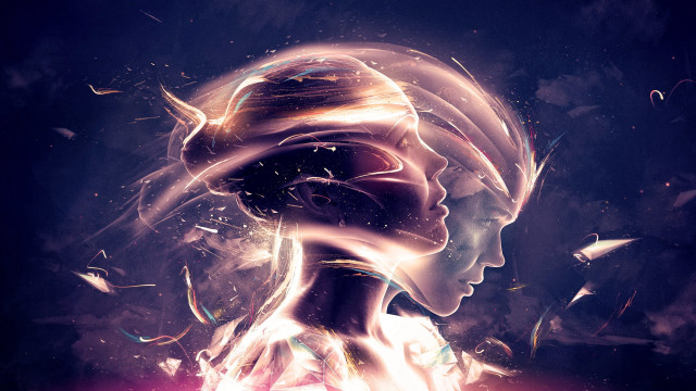 Psychedelic light confetti astronaut moon free wallpaper - medium preview image