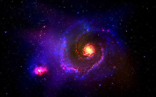 Spiral galaxy bright red blue free wallpaper - medium preview image
