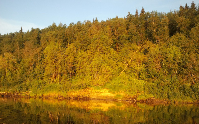 Autumn river boat forest sunset free wallpaper - medium preview image