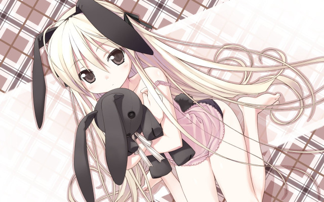 Girl dog plaid background holding free wallpaper - medium preview image