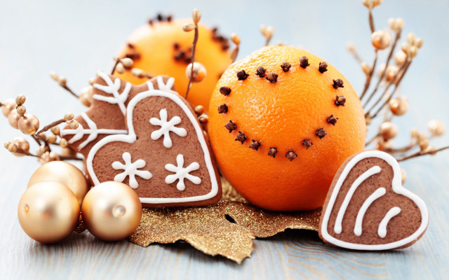 Orange cookies decorations blurry branch free wallpaper - medium preview image