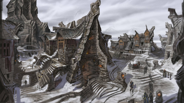 Fantasy city mountain snow architecture free wallpaper - medium preview image