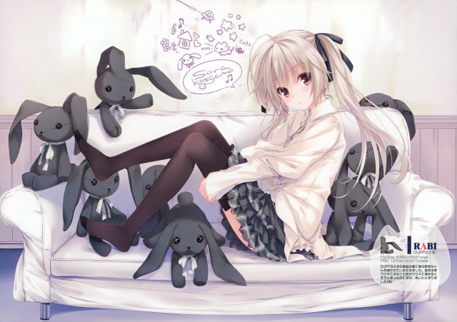 Woman couch stuffed animals drawing free wallpaper - medium preview image