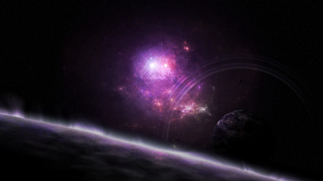 Space aurora moon earth fireworks free wallpaper - medium preview image