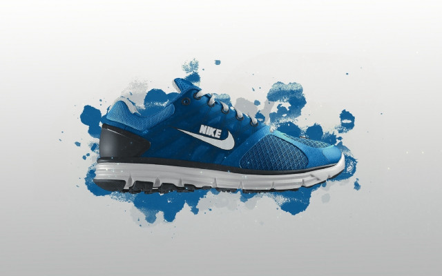 Blue shoe nike logo paint free wallpaper - medium preview image