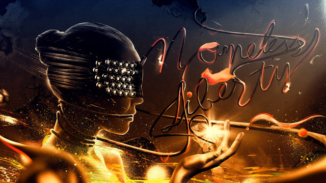 Woman mask cigarette neon surreal free wallpaper - medium preview image