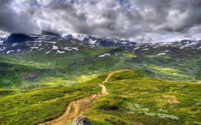 Dirt road green valley cloudy #2 free wallpaper - medium preview image