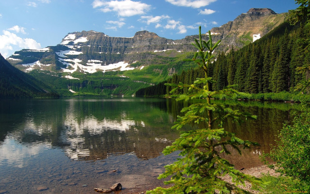 Lake mountains trees clouds sky #4 free wallpaper - medium preview image