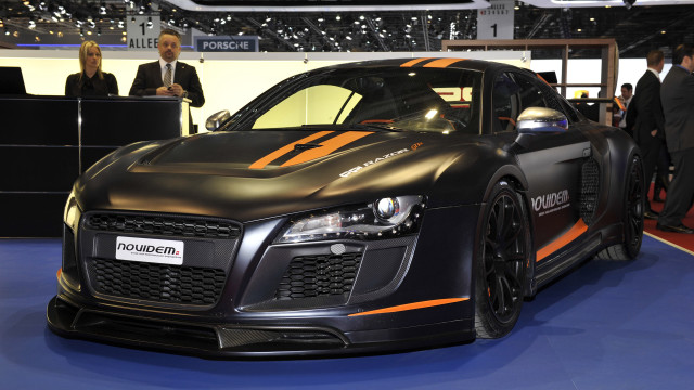 Black sports car orange stripes free wallpaper - medium preview image
