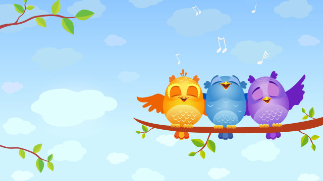 Birds music notes branch sky free wallpaper - medium preview image