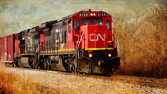 Red train tracks cityscape sunset free wallpaper - medium preview image