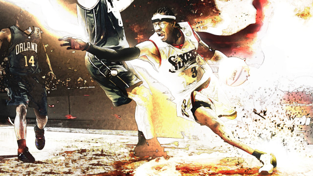 Basketball player action fireball explosion free wallpaper - medium preview image