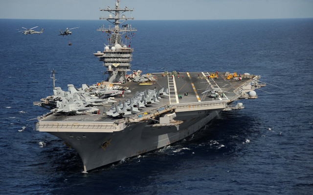 Aircraft carrier ocean helipad waves #2 free wallpaper - medium preview image