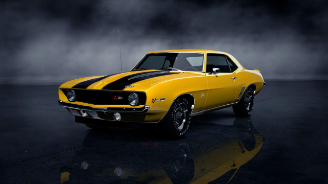 Yellow car black stripe hood #5 free wallpaper - medium preview image