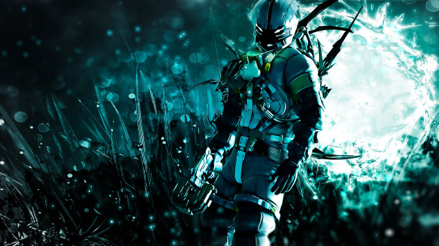 Futuristic man full moon green free wallpaper - medium preview image