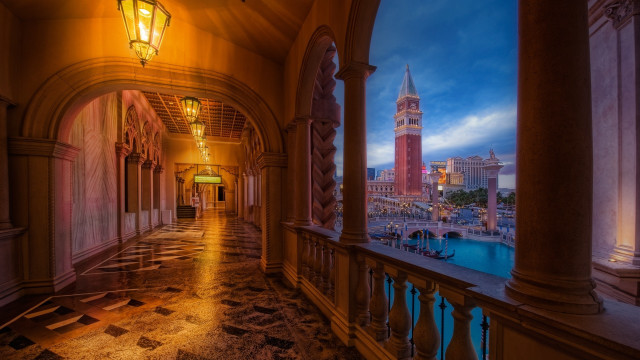 Hallway clocktower pool evgeny lushpin free wallpaper - medium preview image