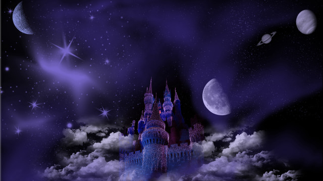 Sky castle stars moon clouds free wallpaper - medium preview image