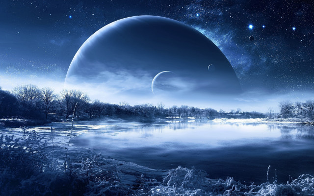 Blue planet lake star space free wallpaper - medium preview image