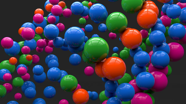Colorful balls floating raytraced art free wallpaper - medium preview image