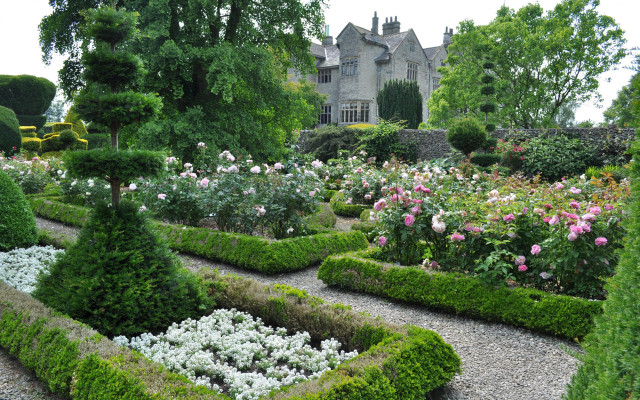 Garden house flowers stonepath roses free wallpaper - medium preview image