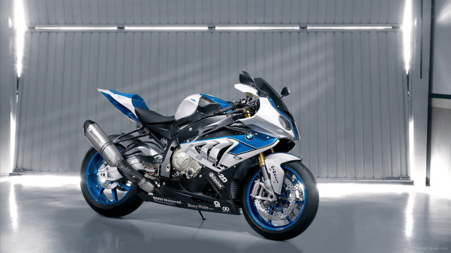 Motorcycle blue white garage windows free wallpaper - medium preview image