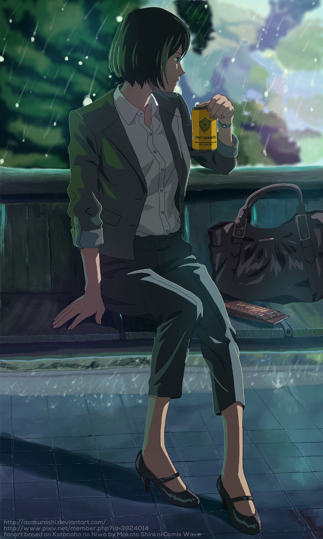 Woman sitting bench coffee rain free wallpaper - medium preview image