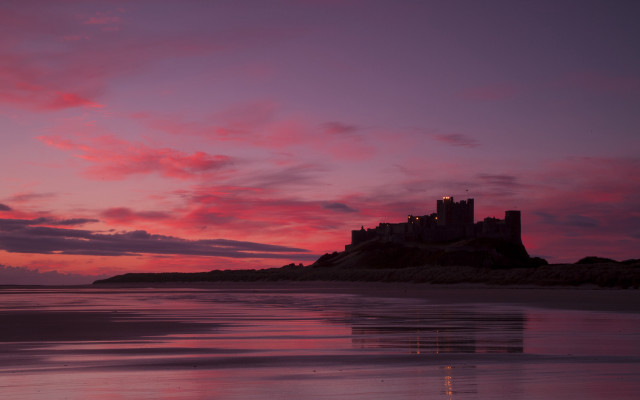 Castle hill sunset water matte free wallpaper - medium preview image