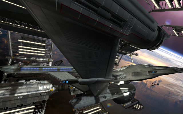 Futuristic space station spaceship planet free wallpaper - medium preview image