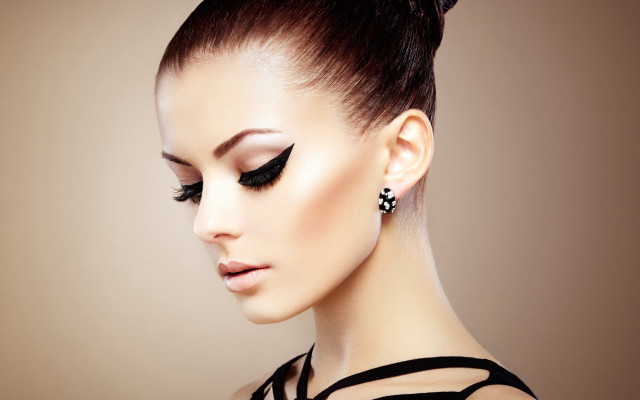 Woman black dress earrings gradient free wallpaper - medium preview image