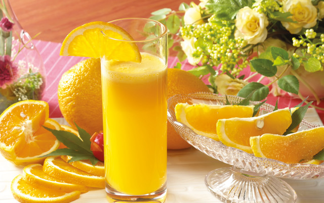 Orange juice bowl flowers vase #2 free wallpaper - medium preview image