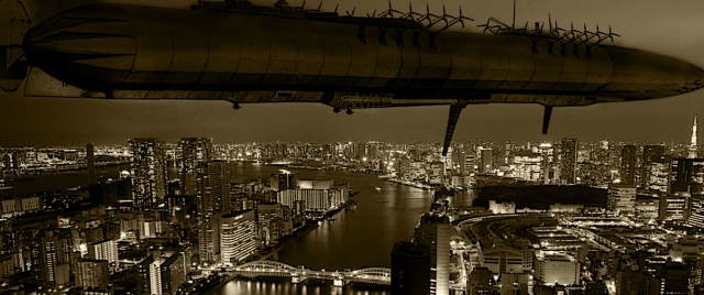 Airplane night city lights river free wallpaper - medium preview image