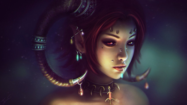 Woman horns piercings gothic dark free wallpaper - medium preview image