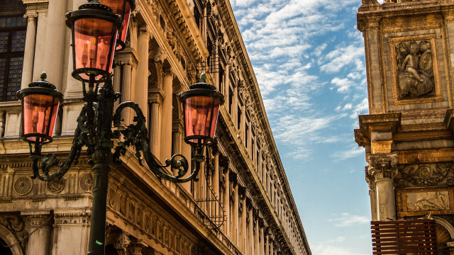 Street light building clock tower free wallpaper - medium preview image