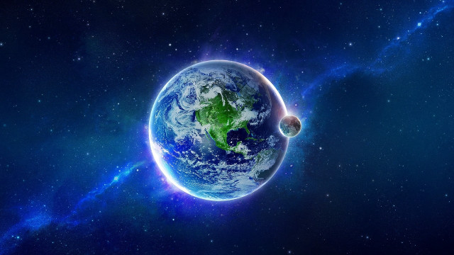 Earth moon space stars blue free wallpaper - medium preview image