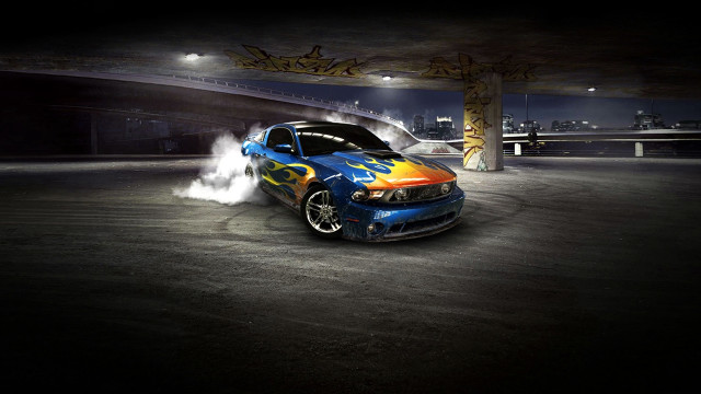 Blue car yellow blue hood #2 free wallpaper - medium preview image