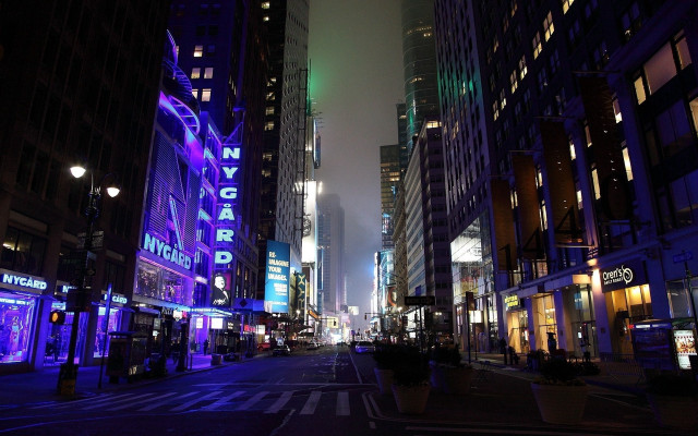 Neon city street fog holography free wallpaper - medium preview image